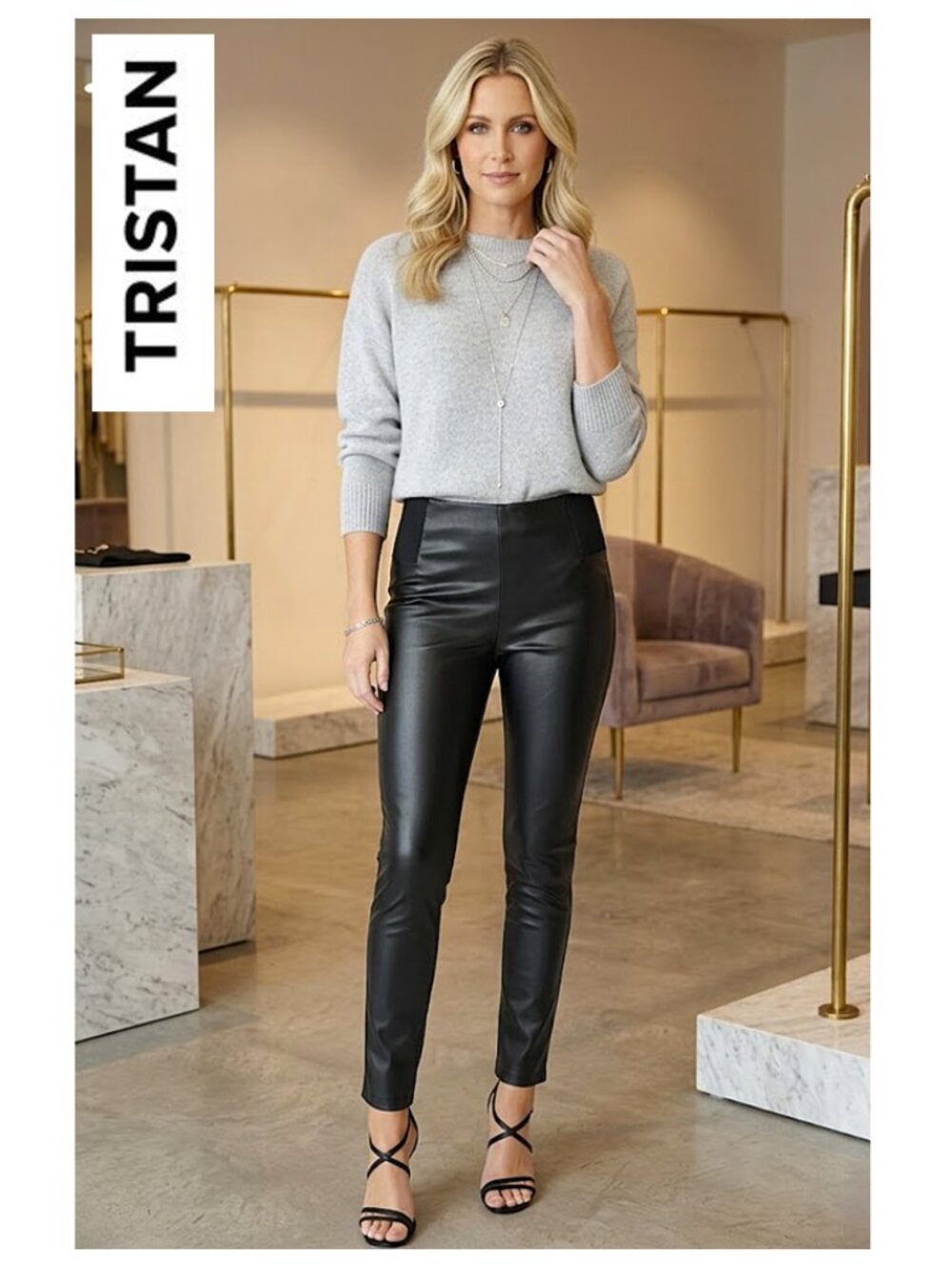 TRISTAN - Black faux leather leggings